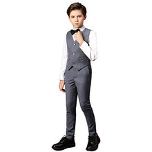 Load image into Gallery viewer, Suit for Boys Slim Fit Gray Tuxedo Suit for Wedding Kids Toddler Boy 5 Piece Formal Dresswear Set Size 8
