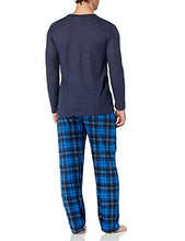 Load image into Gallery viewer, Essentials by Seven Apparel Men's Long-Sleeve Top and Fleece Bottom Pajama Set, Navy/Black, Small