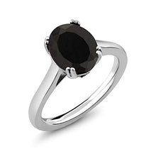 Load image into Gallery viewer, Gem Stone King 925 Sterling Silver Black Onyx and White Diamond Women's Ring (3.03 Cttw Oval) (Size 8)