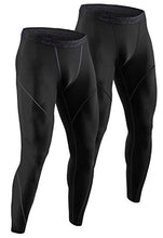 Load image into Gallery viewer, DEVOPS Men's Thermal Compression Pants, Athletic Leggings Base Layer Bottoms (2 Pack) (2X-Large, Black/Black)