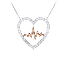 Load image into Gallery viewer, Diamondere Natural and Certified Diamond Heartbeat Necklace in 14k Rose and White Gold | 0.22 Carat Pendant with Chain
