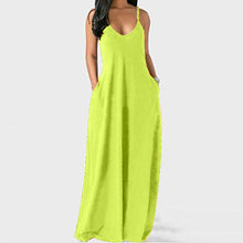 Load image into Gallery viewer, Dosoop Women Summer Spaghetti Strap Maxi Dress Sleeveless Sexy V Neck Casual Loose Plain Camisole Maxi Dress with Pockets