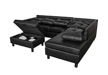 Load image into Gallery viewer, GAOPAN Set for Home 2021 Sectional Faux Leather Tufted Cushions Living Room, 5 Seats Sofa Couch with Reversible Right Chaise Lounge and Storage Ottoman,Obsidian Black