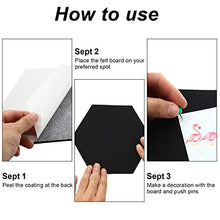 Load image into Gallery viewer, 10 Packs Pin Board Hexagon Felt Board Tiles Bulletin Board Memo Board with 20 Pieces Push Pins, Decoration for Home Office Classroom Wall (Black, 5.9 x 7 Inches/ 15 x 17.7 cm)