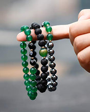 Load image into Gallery viewer, Lightock Triple Protection Bracelet Lava Rock/Terahertz/Green Agate 8mm Beads Healing Energy Crystal Essential Oil Diffuses Yoga Friendship Bracelets(3pcs)