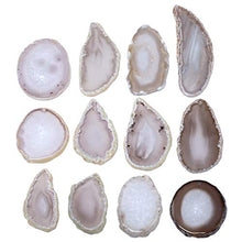 Load image into Gallery viewer, mookaitedecor Polished Agate Slices Geode Top Drilled Pendant Slice for Jewelry Making Pack of 12