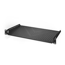 Load image into Gallery viewer, AC Infinity Vented Cantilever 1U Universal Rack Shelf, 10" Deep, for 19” equipment racks. Heavy-Duty 2.4mm Cold Rolled Steel, 60lbs Capacity