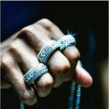 Load image into Gallery viewer, TOPGRILLZ 5 Row 10mm Gold Plated Bling Iced Out CZ Royal Simulated Diamond Eternity Wedding Engagement Band Ring for Men Hip Hop (White Gold, 10)