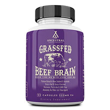 Load image into Gallery viewer, Ancestral Supplements Grass Fed Beef Brain Supplement with Beef Liver, 3000mg, Whole Food Brain Support for Brain, Mood & Memory Health, Brain & Liver Health Formula Capsules, Non-GMO, 180 Capsules