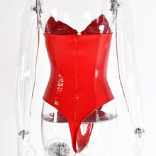 Load image into Gallery viewer, NUCCBBlY Sexy Faux Leather Bodysuit Women Slim Fit Off Shoulder Overalls Ladies Backless Clubwear Performance Clothe