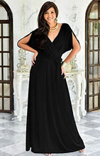 Load image into Gallery viewer, KOH KOH Petite Womens Long Semi-Formal Short Sleeve V-Neck Full Floor Length V-Neck Flowy Cocktail Wedding Guest Party Bridesmaid Maxi Dress Dresses Gown Gowns, Gray/Grey XS 2-4
