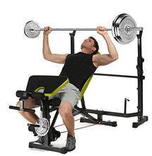 Load image into Gallery viewer, Hicient Olympic Weight Bench for Full Body Workout Exercise, Multifunctional Foldable Lifting Flat, 6 Levels Adjustable Professional Weight Bench Set for Indoor Gym Home Fitness Exercise (Yellow)