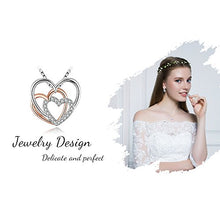 Load image into Gallery viewer, JewelryPalace Heart to Heart Interlocking Cubic Zirconia Pendant Necklace 925 Sterling Silver Rose Gold 18 Inches