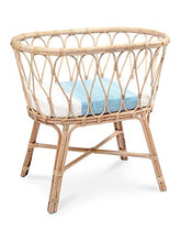 Load image into Gallery viewer, SLEEPY SILK - 25 Momme Mulberry Silk Sleeve for Bassinets | No More Baby Bald Spots or Newborn Hair Loss | Hypoallergenic and Perfect for Sensitive Skin | SIDS Safe Design | Sky Blue Arrows