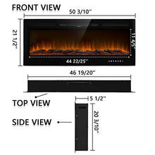 Load image into Gallery viewer, Homedex 50" Recessed Mounted Electric Fireplace Insert with Touch Screen Control Panel, Remote Control, 750/1500W, Black