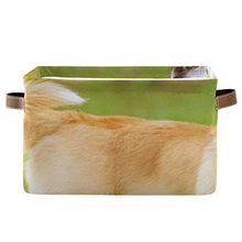 Load image into Gallery viewer, WIEDLKL Rectangular Organizer Bins Dogs Play with Soap Bubbles Outdoors in Summer Pantry Organization and Storage Containers with Strong Pu Leather Handle Waterproof Storage Box for Clothe