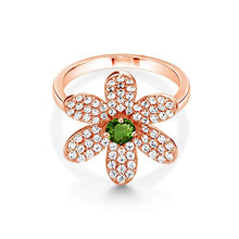 Load image into Gallery viewer, Gem Stone King 1.48 Ct Round Green Tourmaline Keren Hanan ART 18K Rose Gold Plated Silver Women Flower Ring (Size 7)
