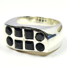 Load image into Gallery viewer, Gemsonclick Natural Sterling Silver Handmade Men Band Jewelry 2 Cut Stone Black Onyx Ring Sizes 4 to 13