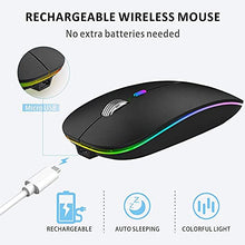 Load image into Gallery viewer, LED Wireless Mouse, Uiosmuph G12 Slim Rechargeable Wireless Silent Mouse, 2.4G Portable USB Optical Wireless Computer Mice with USB Receiver and Type C Adapter (Matte Black)