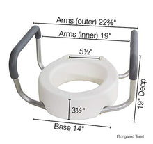 Load image into Gallery viewer, Essential Medical Supply Elevated Toilet Seat with Arms, Elongated, 19.5 x 14 x 3.5 Inch