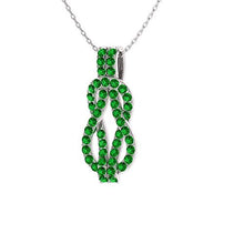 Load image into Gallery viewer, Diamondere Natural and Certified Emerald Infinity Knot Necklace in 14k White Gold | 0.61 Carat Pendant with Chain
