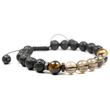 Load image into Gallery viewer, Natural Smoky quartz bracelet with Tiger eye and Lava, Essential Oil diffuser Bracelet, for Men & Women, stress and negative emotions relief, Natural Quartz Crystal, Protection Bracelet