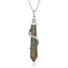 Load image into Gallery viewer, Creative Club Real Natural Unakite Hexagonal Pile Gemstone Pendant Necklace Healing Reiki Chakras Energy Rock 18 Inch (1pc) Women Men Mom Gift GGP-D9