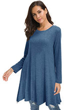 Load image into Gallery viewer, Afibi Tops For Women Long Sleeve Side Split Loose Tunic Tops For Leggings (X-Large, Blue)