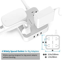 Load image into Gallery viewer, Power Strip with USB, TESSAN Mountable Flat Plug Extension Cord with 4 Widely Spaced Outlets, 3 USB Charger, 5 FT Power Cord, Compact Size Charging Station for Home, Office, Dorm Essentials, Gray