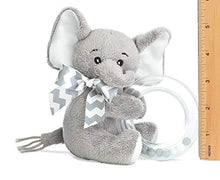 Load image into Gallery viewer, Bearington Baby Lil' Spout Plush Stuffed Animal Gray Elephant Shaker Toy Ring Rattle, 5.5 inches