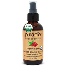 Load image into Gallery viewer, PURA D'OR Organic Rosehip Seed Oil (4oz / 118mL) 100% Pure Cold Pressed USDA Certified Organic, All Natural Anti-Aging Moisturizer Treatment for Face, Hair, Skin, Nails, Men-Women (Packaging may vary)