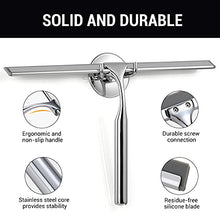 Load image into Gallery viewer, Squeegee for Shower Glass Door, 12-Inch All-Purpose Shower Squeegee for Bathroom, Car Window and Tiles with Adhesive Holder & 1 Replacement Squeegee Blade, Stainless Steel