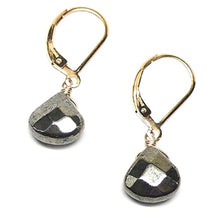 Load image into Gallery viewer, Pyrite Briolette Gold-Filled Lever Back Earrings Crystal