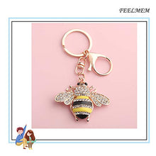 Load image into Gallery viewer, FEELMEM Cute Crystal Yellow Bee Charm Keychain Honeybee Bumble Bee Charm with Lobster Clasp Jewelry Handbag Key Ring Chain Keychain (BEE keychain)