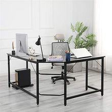 Load image into Gallery viewer, L Shaped Computer Desk with Round Corner,Study Table for Home Office, with Removable Large Shelf, Sturdy Steel Frame for Game Corner Work Station, Black