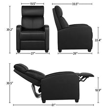 Load image into Gallery viewer, YAHEETECH Recliner Chair PU Leather Recliner Sofa Home Theater Seating with Lumbar Support Overstuffed High-Density Sponge Push Back Recliners