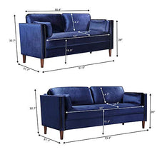 Load image into Gallery viewer, LinkRomat 2 Pieces 2 Pcs Morden Style Living Room Set Loveseat Couch Home Furniture Sofas, Blue