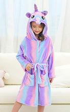 Load image into Gallery viewer, Doctor Unicorn Soft Unicorn Hooded Bathrobe Sleepwear Matching Doll & Girls (Bright Purple, 4-5T)