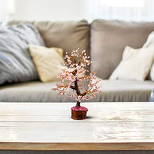 Load image into Gallery viewer, YATHABI Rose Quartz Golden Wire Handmade Gemstone Tree Feng Shui Bonsai for Attracting Positive Energies Crystal Healing Chakra Cleansing & Home Decor Size :- 10-12 Inch Approx