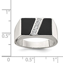 Load image into Gallery viewer, 925 Sterling Silver Mens Cubic Zirconia Cz Black Onyx Band Ring Size 11.00 Man Fine Jewelry For Dad Mens Gifts For Him