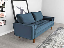Load image into Gallery viewer, Container Furniture Direct Mid Century Modern Velvet Upholstered Button Tufted Living Room Sofa, 2 Piece Set, Prussian Blue