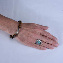 Load image into Gallery viewer, American West Sterling Blue Turquoise Gemstone Sunburst Shield Ring Size 8