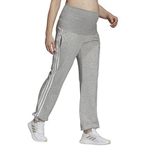 Load image into Gallery viewer, adidas Women's Essentials Cotton 3-Stripes Joggers (Maternity), Medium Grey Heather/White, X-Small