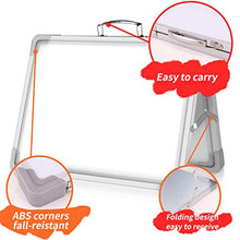 Load image into Gallery viewer, 16 x 12 Inch Portable White Board, Magnetic Dry Erase Board, Foldable Small Double-Sided Desktop Whiteboard Easel for School, Home & Office