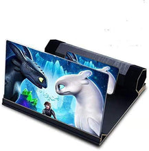 Load image into Gallery viewer, ✔️ 12" Screen Magnifier for Smartphones. Best Foldable Cellphone Stand with Screen Amplifier for Mobile | Magnifier Projector Screen Designed for Movies, Videos, Clips, and Gaming (Black)