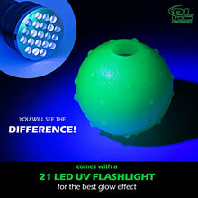 Load image into Gallery viewer, Glow in The Dark Balls for Dog, Light Up Dog Fetch Toy Balls for Large and Small Dogs, Come with a 21 LED UV Flashlight for The Best Glowing Effect at The Night (R&L 2 Pack - 2.5 inch)