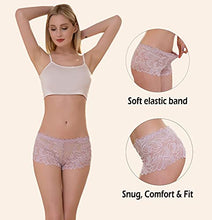 Load image into Gallery viewer, Solavia 6 Pack of Women's Lace Panties, Soft Stretch Cute Boyshort Panties, Sexy Cheeky Underwear