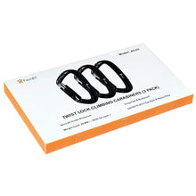 Load image into Gallery viewer, Favofit UIAA Certified Climbing Carabiners (Certificate No.: USA 20-5611), 3 Pack, 25KN (5620 lbs) Heavy Duty Large Locking Carabiner Clips for Rock/Ice Climbing Rappelling Rescue Swing etc, Black