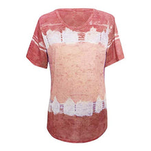 Load image into Gallery viewer, Aniywn Plus Size T-Shirt,Women Summer Casual O-Neck Short Sleeve Printing Patchwork Tunic Tops Basic Shirts Wine