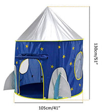 Load image into Gallery viewer, Qi Peng Children's Tent Game House ,Rocket Ship Tent ,Spaceship Tent for Kids ,Portable Foldable Pop Up Tent Blue Star Boys Girls